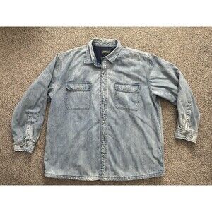 ORVIS Shirt Mens XL Fleece Lined Denim Button Up Jacket Metal Button Shacket*